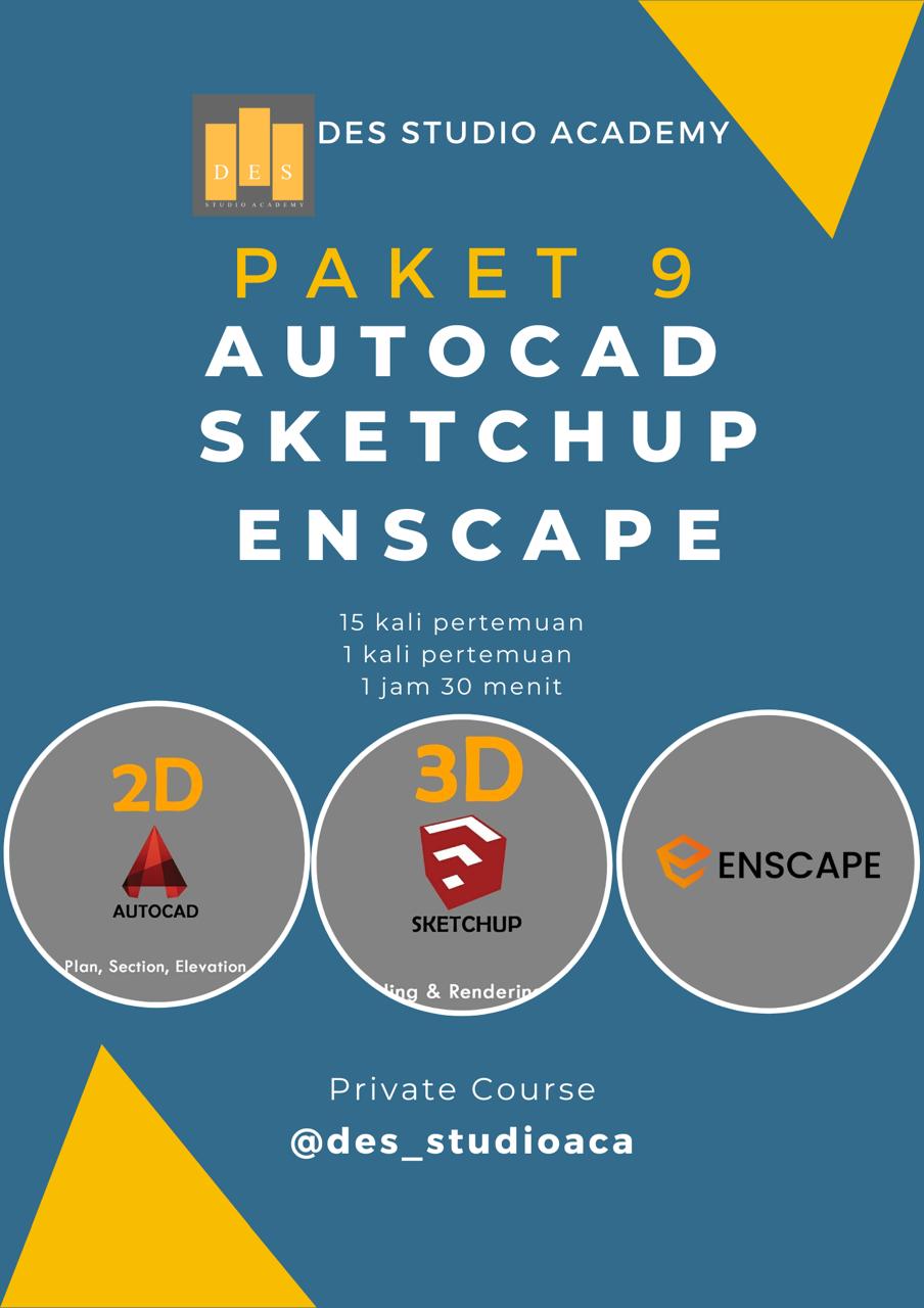paket 8 autocad, sketchup dan lumion 